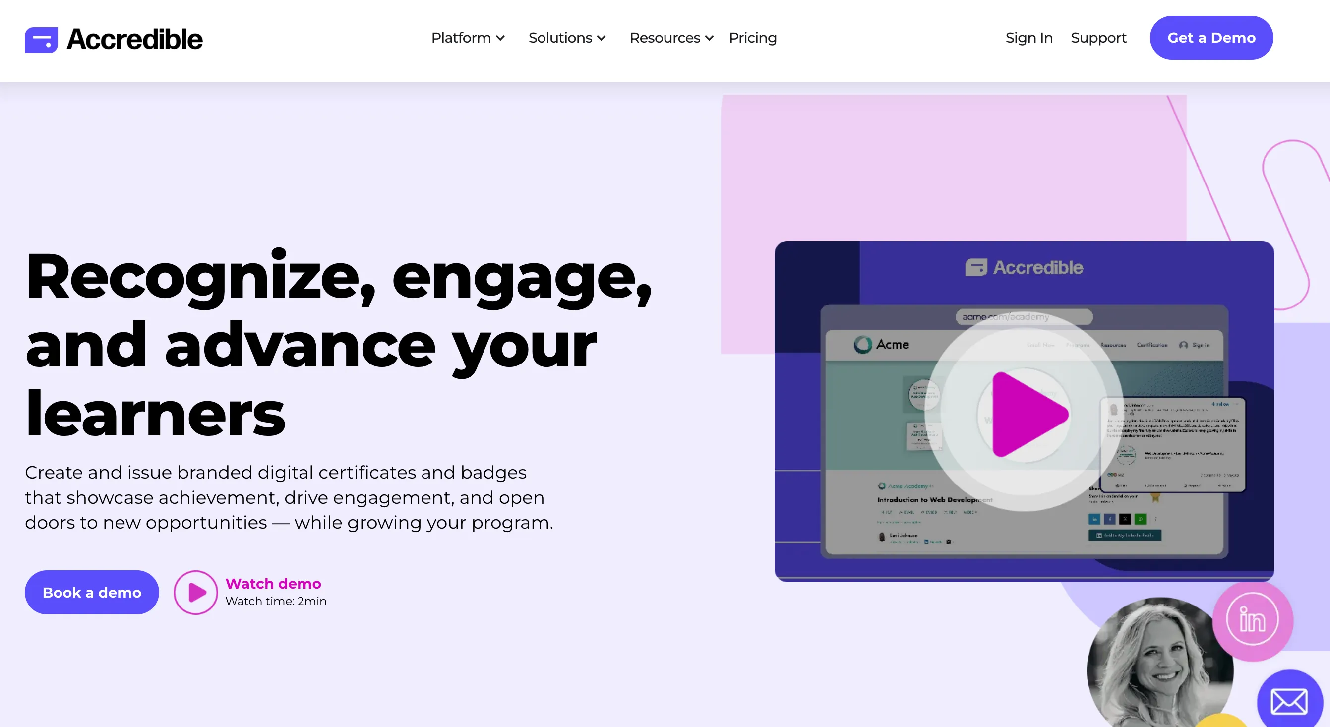 Accredible higher education credential platform
