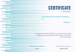 Bright and formal certificate of webinar completion template