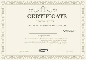 Elegant and Professional Training Completion Certificate Template