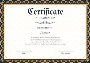Elegant and sleek certificate of graduation template