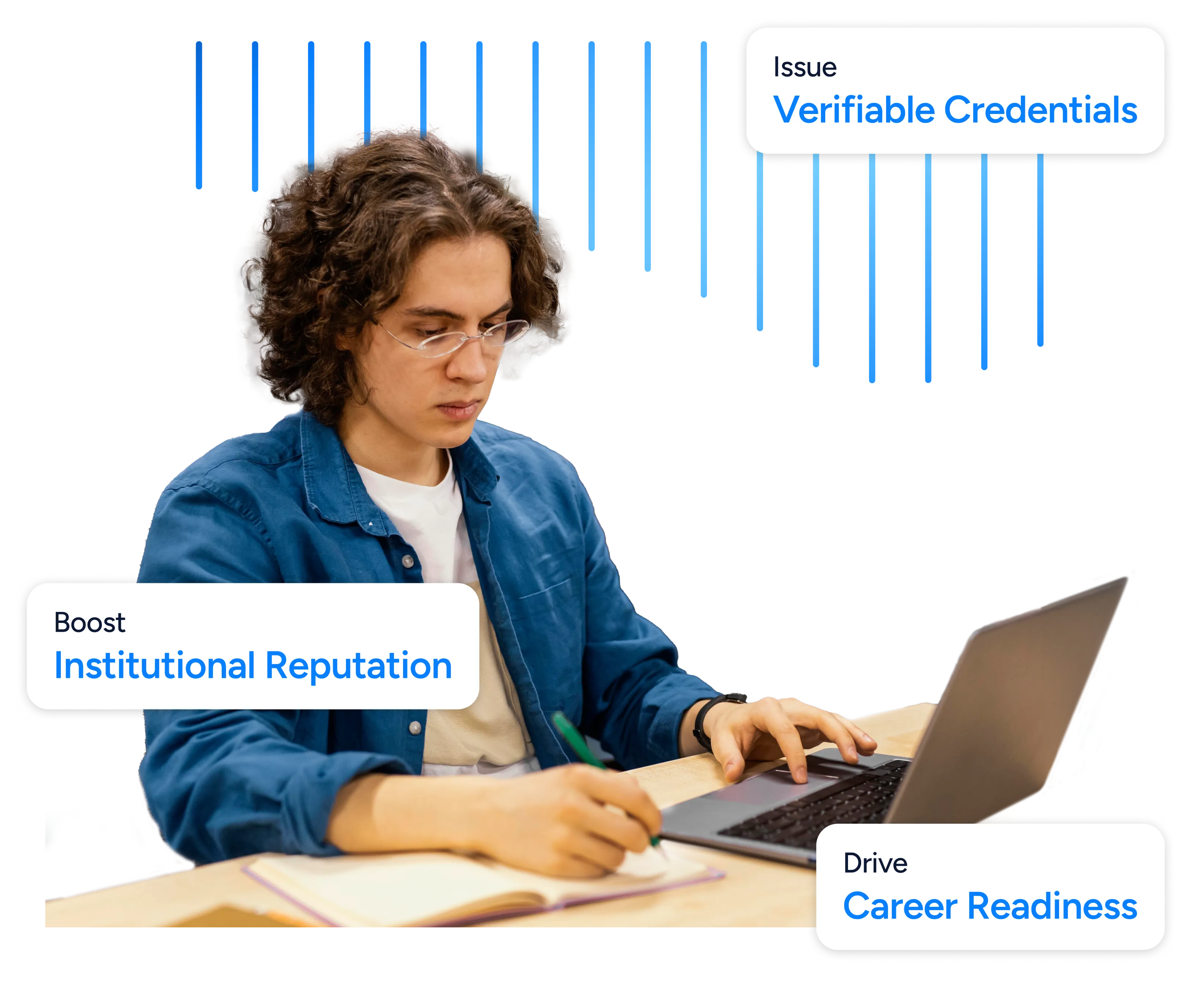 A student earning verifiable digital credentials