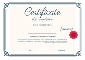 Simple and Professional Diploma Graduation Certificate Template