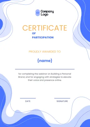 Simple and universal webinar participation certificate template